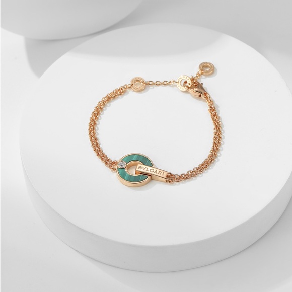 Bulgari Gold Bracelet with Green Accent